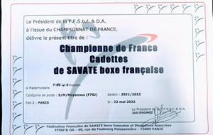 Violette décroche le titre de Championne de France Cadette